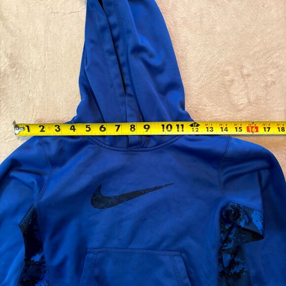 Nike Therma-Fit Boys Hoodie Size 6 | Blue Camo Panels & Black Swoosh Logo Pullov - Picture 3 of 7